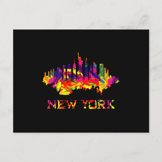 New York City Skyline hell bunt Postkarte (Vorderseite)