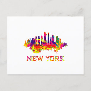 New York City Skyline hell bunt Postkarte