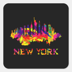 New York City Skyline hell bunt Quadratischer Aufkleber