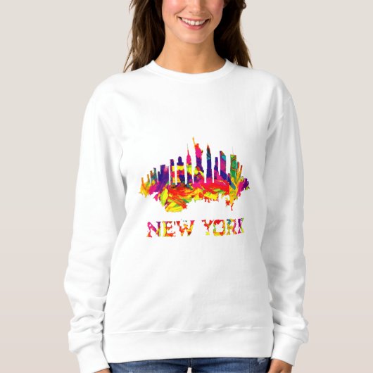 New York City Skyline hell bunt Sweatshirt (Vorderseite)