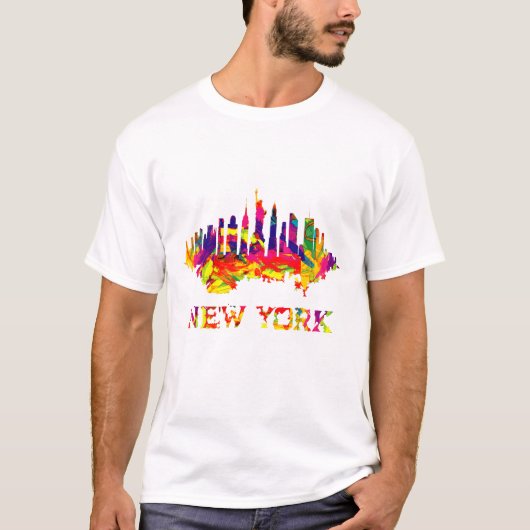 New York City Skyline hell bunt T-Shirt (Vorderseite)