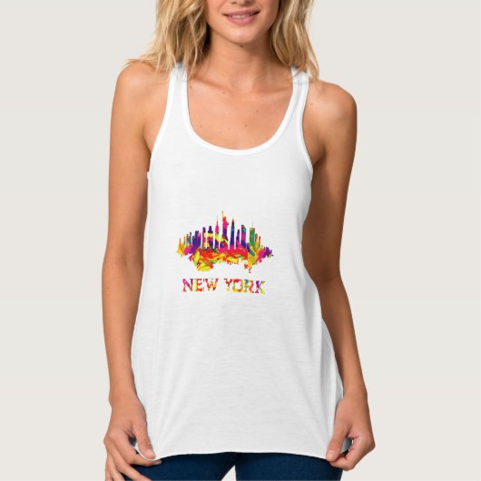 New York City Skyline hell bunt Tank Top (Vorderseite)