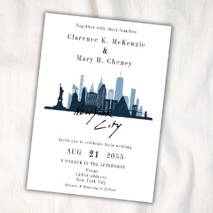 New York City Skyline-Hochzeit in Urlaubsort Einladung