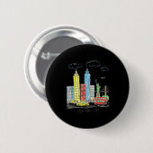 New York City Skyline Illustration Urban Kids Art  Button (Vorne & Hinten)