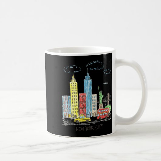 New York City Skyline Illustration Urban Kids Art  Kaffeetasse (Rechts)