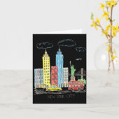 New York City Skyline Illustration Urban Kids Art  Karte (Gelbe Blume)