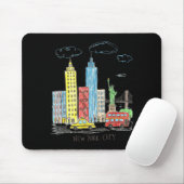 New York City Skyline Illustration Urban Kids Art Mousepad (Mit Mouse)