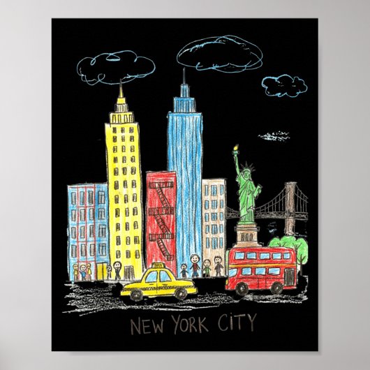New York City Skyline Illustration Urban Kids Art  Poster (Vorne)