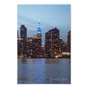 NEW YORK CITY SKYLINE IN BLAU FOTODRUCK