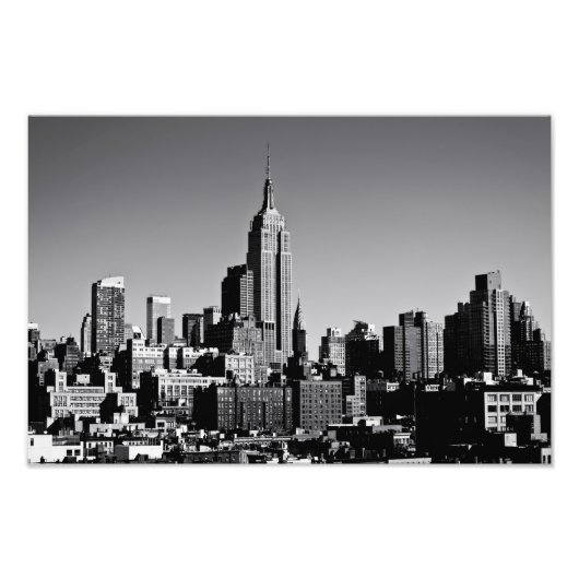 New York City Skyline in Schwarz und Weiß Fotodruck (Vorne)