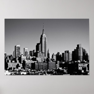 New York City Skyline in Schwarz und Weiß Poster
