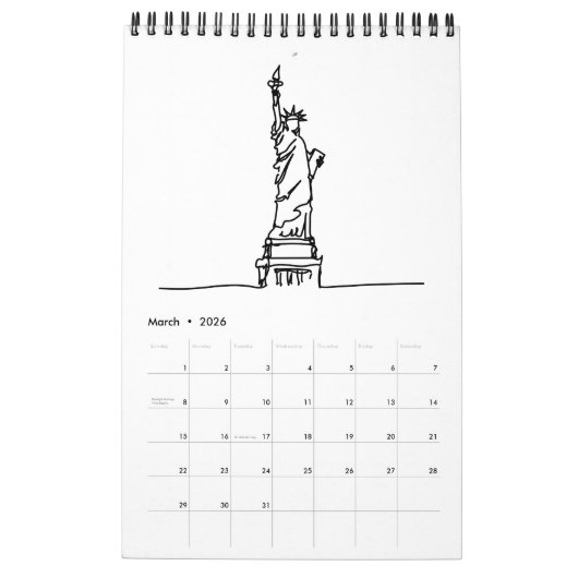 New York City Skyline Lady Liberty Statue Kalender (Mär 2026)