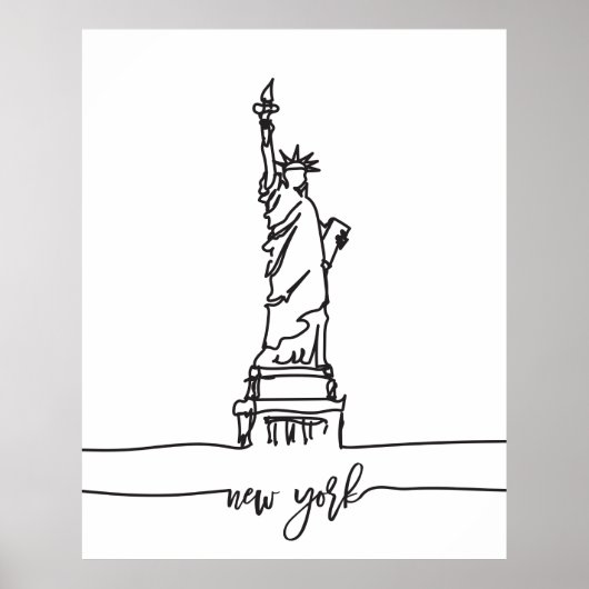 New York City Skyline Lady Liberty Statue Poster (Vorne)