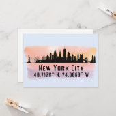 New York City Skyline Latitude und Länge Karte (Vorderseite/Rückseite Beispiel)