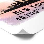 New York City Skyline Latitude und Länge Poster (Ecke)