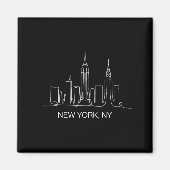 New York City Skyline Line Art Drawing Nyc Souveni Magnet (Vorne)