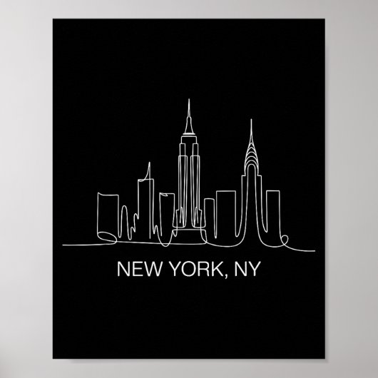 New York City Skyline Line Art Drawing Nyc Souveni Poster (Vorne)