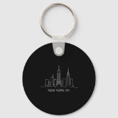 New York City Skyline Line Art Drawing Nyc Souveni Schlüsselanhänger (Vorderseite)