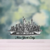 New York City Skyline Line Art Illustration Acrylschild (Neutral)