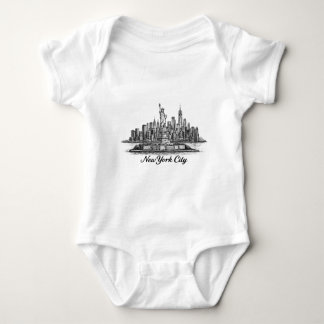 New York City Skyline Line Art Illustration Baby Strampler