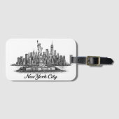 New York City Skyline Line Art Illustration Gepäckanhänger (Vorderseite (Horizontal))