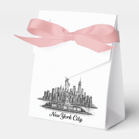 New York City Skyline Line Art Illustration Geschenkschachtel (Vorderseite)