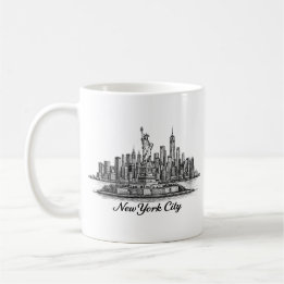 New York City Skyline Line Art Illustration Kaffeetasse