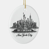 New York City Skyline Line Art Illustration Keramik Ornament (Rechts)
