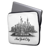 New York City Skyline Line Art Illustration Laptopschutzhülle (Vorderseite Links)