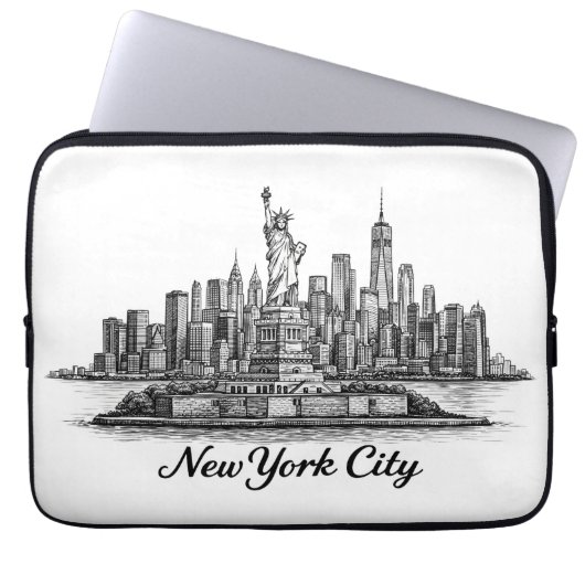 New York City Skyline Line Art Illustration Laptopschutzhülle (Vorderseite)