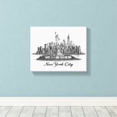 New York City Skyline Line Art Illustration Leinwanddruck (Insitu (Holzboden))