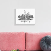 New York City Skyline Line Art Illustration Leinwanddruck (Insitu (Wohnzimmer))