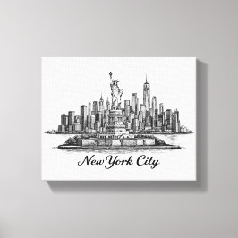 New York City Skyline Line Art Illustration Leinwanddruck