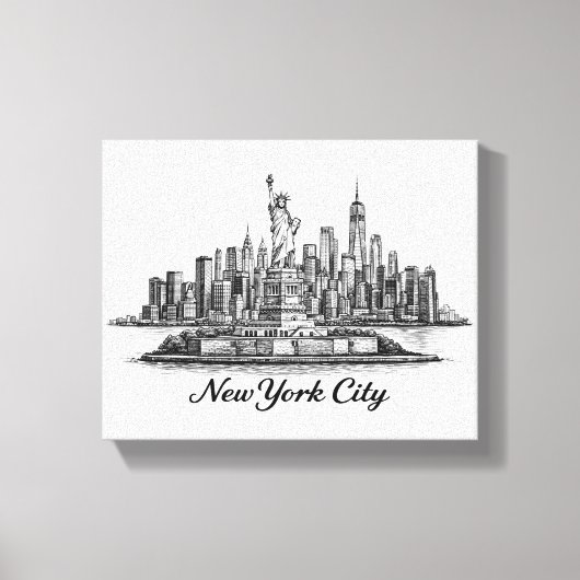 New York City Skyline Line Art Illustration Leinwanddruck (Vorderseite)