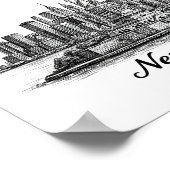 New York City Skyline Line Art Illustration Poster (Ecke)