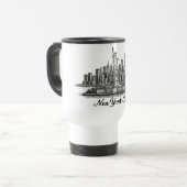 New York City Skyline Line Art Illustration Reisebecher (Vorderseite Links)