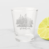 New York City Skyline Line Art Illustration Schnapsglas (Rückseite)