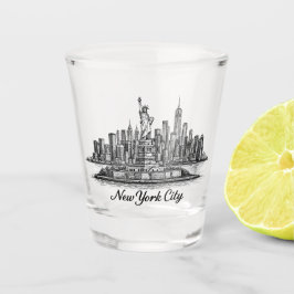 New York City Skyline Line Art Illustration Schnapsglas