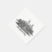 New York City Skyline Line Art Illustration Serviette (Ecke)