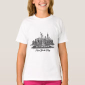 New York City Skyline Line Art Illustration T-Shirt (Vorderseite)