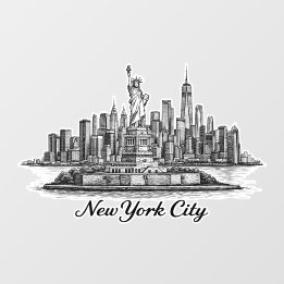 New York City Skyline Line Art Illustration Wandaufkleber