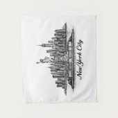 New York City Skyline Line Art Illustration Wandteppich (Vorderseite)