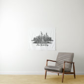 New York City Skyline Line Art Illustration Wandteppich (Beispiel (Horizontal))