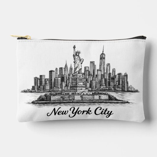 New York City Skyline Line Art Illustration Zubehörtasche (Vorderseite)