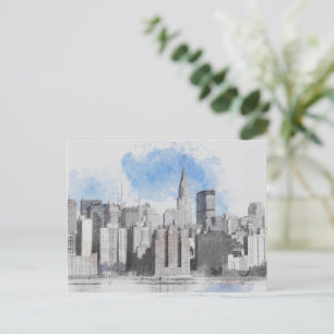 New York City Skyline - Manhattan Holiday Travel Feiertagspostkarte