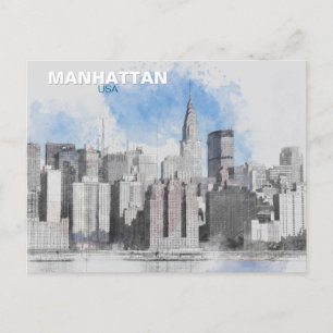 New York City Skyline - Manhattan Holiday Travel Feiertagspostkarte