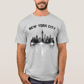 New York City Skyline Mens Gray T-Shirt (Vorderseite)