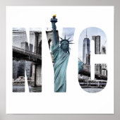 New York City Skyline mit Freiheitsstatue Poster (Vorne)