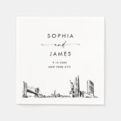 New York City Skyline Modern Wedding Cocktail Serviette (Vorderseite)