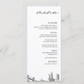 New York City Skyline Modern Wedding Dinner Menu Menükarte (Vorne/Hinten)